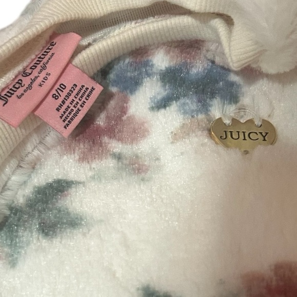 NWT Juicy Couture Girls Long Sleeve Crewneck Fleece Sweatshirt Floral Pattern - Picture 4 of 4